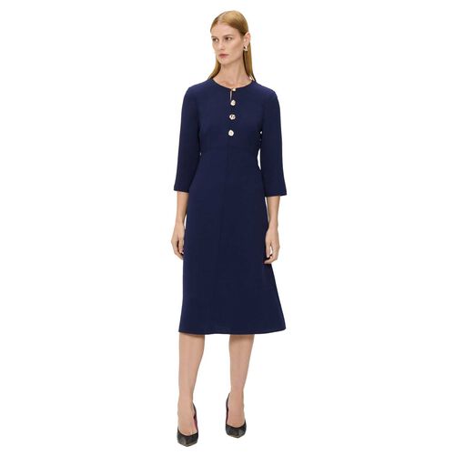 Veronika Maine Double Weave Button Midi Dress